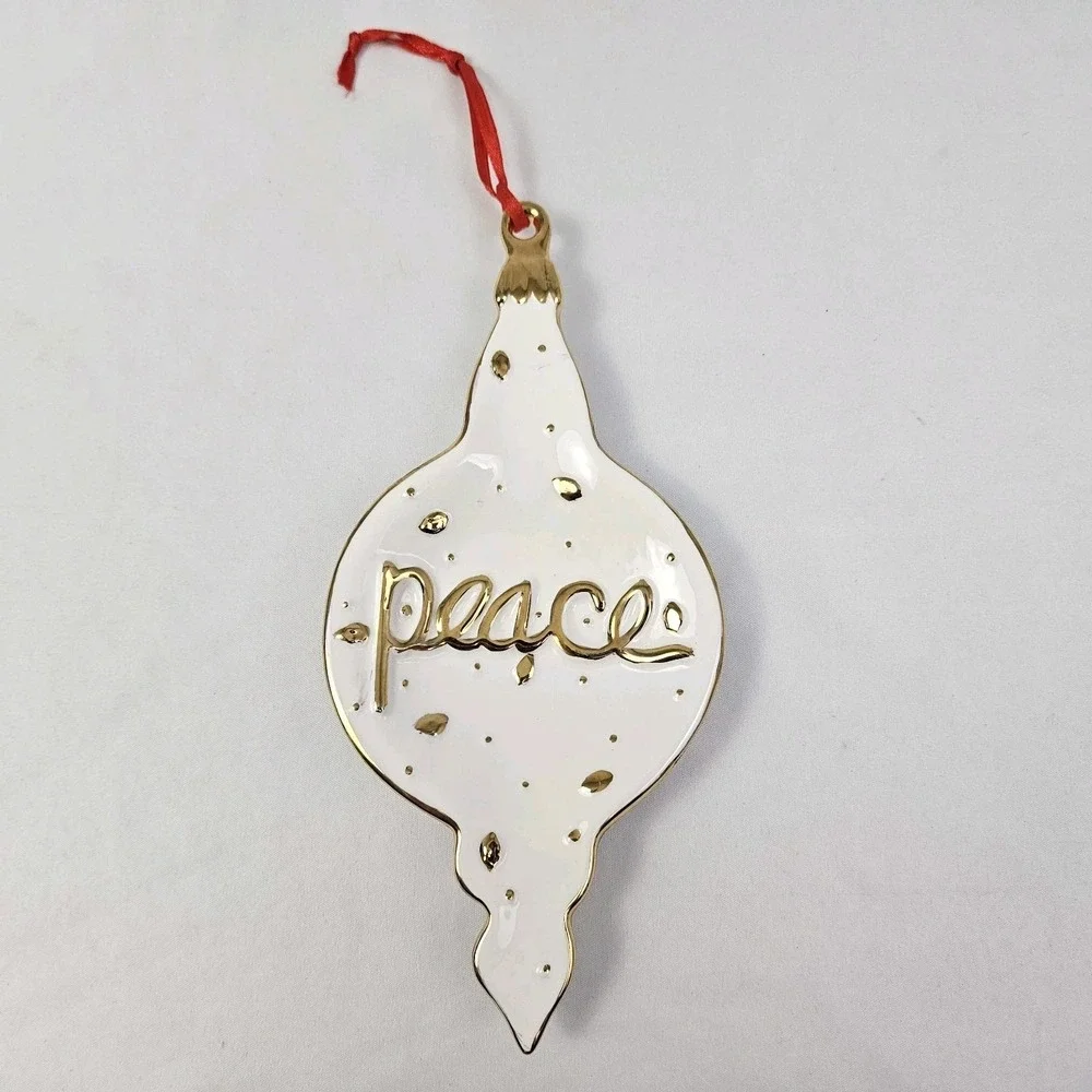 Vintage Christmas Ornament Spoon Rest Wall Decor Ceramic Peace Large Ceramic